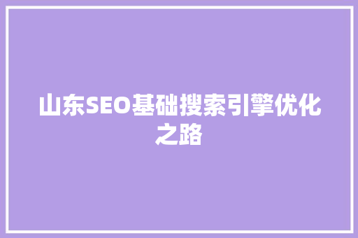 山东SEO基础搜索引擎优化之路