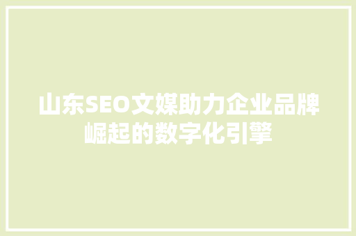 山东SEO文媒助力企业品牌崛起的数字化引擎