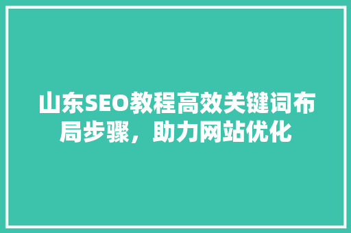 山东SEO教程高效关键词布局步骤，助力网站优化