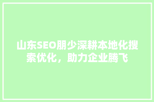 山东SEO朋少深耕本地化搜索优化，助力企业腾飞