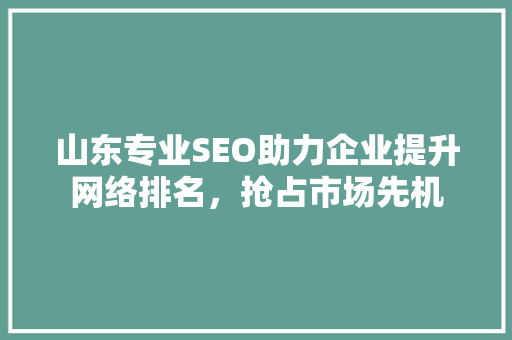 山东专业SEO助力企业提升网络排名，抢占市场先机