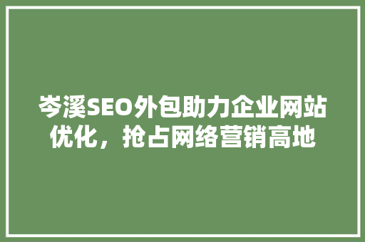 岑溪SEO外包助力企业网站优化，抢占网络营销高地