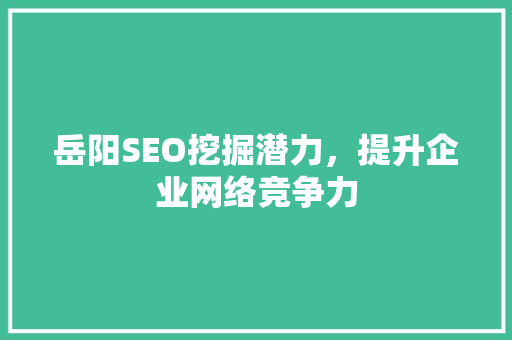 岳阳SEO挖掘潜力，提升企业网络竞争力