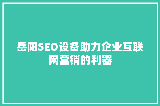 岳阳SEO设备助力企业互联网营销的利器