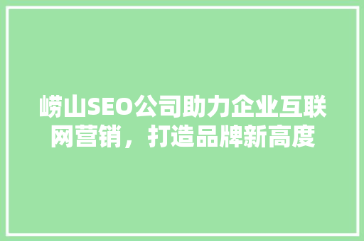 崂山SEO公司助力企业互联网营销，打造品牌新高度