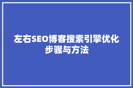 左右SEO博客搜索引擎优化步骤与方法