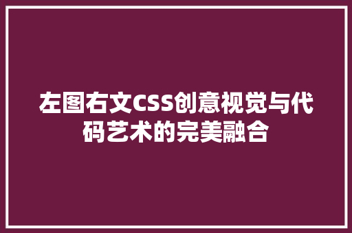 左图右文CSS创意视觉与代码艺术的完美融合