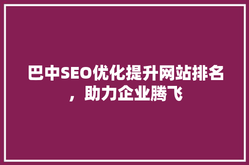 巴中SEO优化提升网站排名，助力企业腾飞