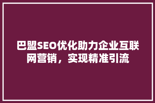 巴盟SEO优化助力企业互联网营销，实现精准引流