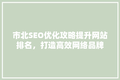 市北SEO优化攻略提升网站排名，打造高效网络品牌