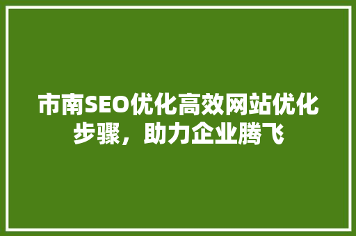 市南SEO优化高效网站优化步骤，助力企业腾飞