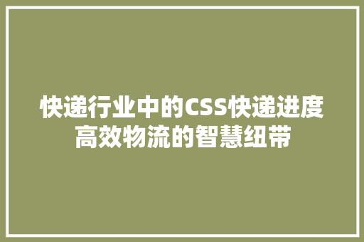 快递行业中的CSS快递进度高效物流的智慧纽带