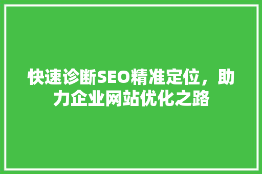 快速诊断SEO精准定位，助力企业网站优化之路