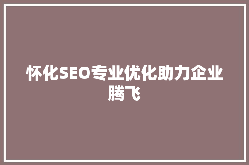 怀化SEO专业优化助力企业腾飞