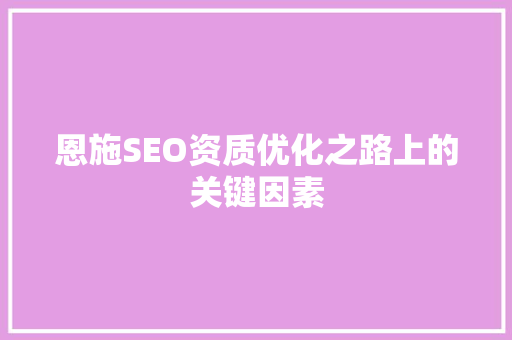 恩施SEO资质优化之路上的关键因素