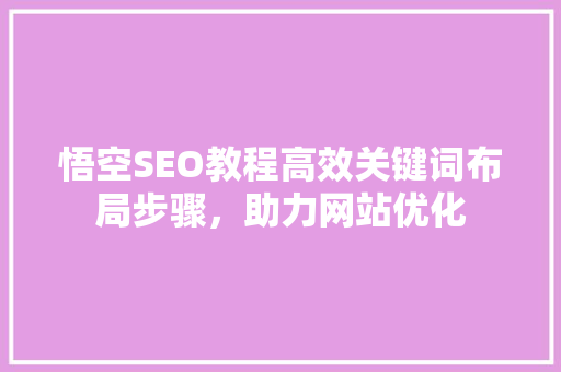 悟空SEO教程高效关键词布局步骤，助力网站优化