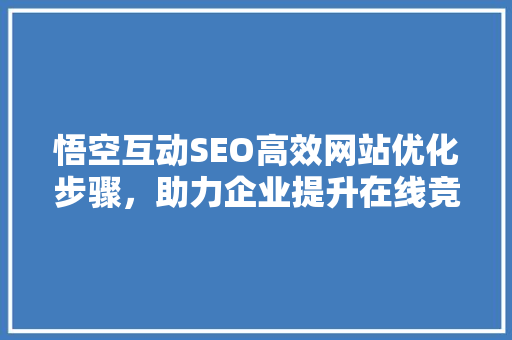 悟空互动SEO高效网站优化步骤，助力企业提升在线竞争力