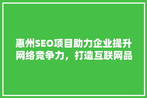 惠州SEO项目助力企业提升网络竞争力，打造互联网品牌新高度