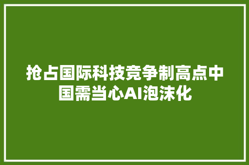 抢占国际科技竞争制高点中国需当心AI泡沫化