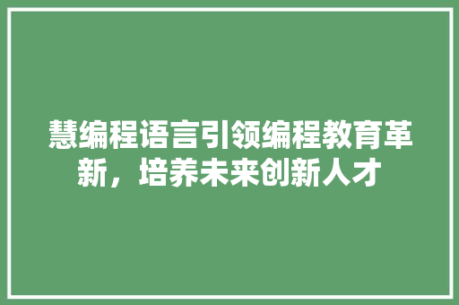 慧编程语言引领编程教育革新，培养未来创新人才