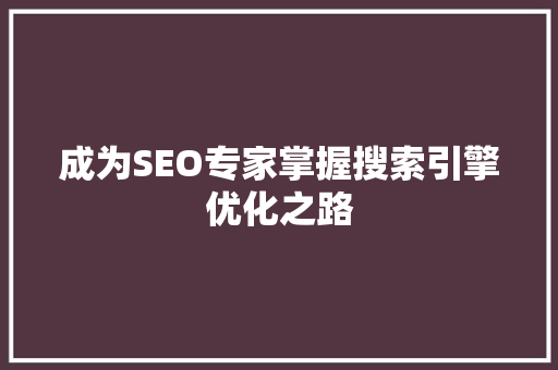 成为SEO专家掌握搜索引擎优化之路