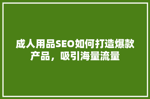 成人用品SEO如何打造爆款产品，吸引海量流量