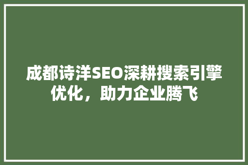 成都诗洋SEO深耕搜索引擎优化，助力企业腾飞