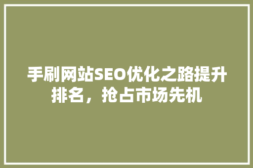 手刷网站SEO优化之路提升排名，抢占市场先机