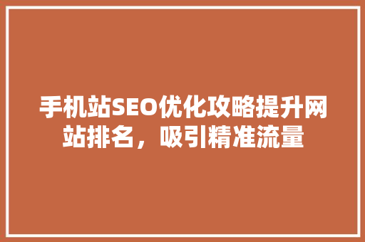 手机站SEO优化攻略提升网站排名，吸引精准流量