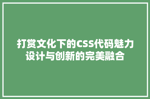 打赏文化下的CSS代码魅力设计与创新的完美融合