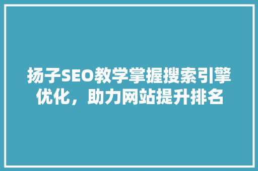 扬子SEO教学掌握搜索引擎优化，助力网站提升排名