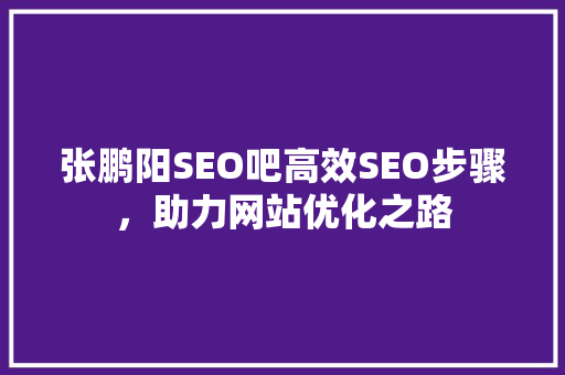 张鹏阳SEO吧高效SEO步骤，助力网站优化之路