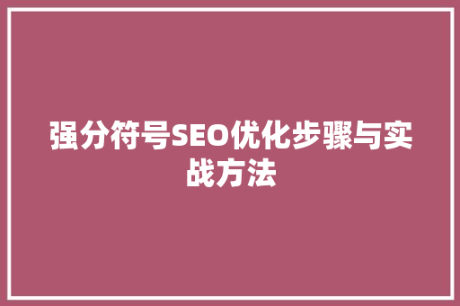 强分符号SEO优化步骤与实战方法