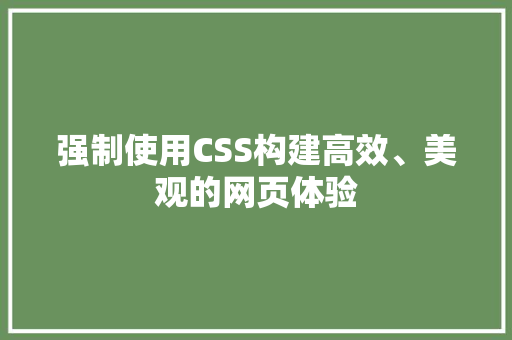 强制使用CSS构建高效、美观的网页体验