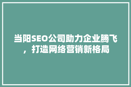 当阳SEO公司助力企业腾飞，打造网络营销新格局