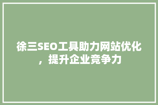 徐三SEO工具助力网站优化，提升企业竞争力