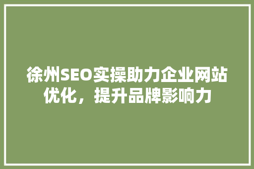 徐州SEO实操助力企业网站优化，提升品牌影响力