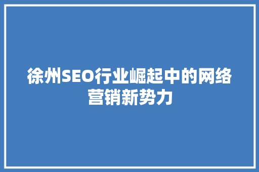 徐州SEO行业崛起中的网络营销新势力