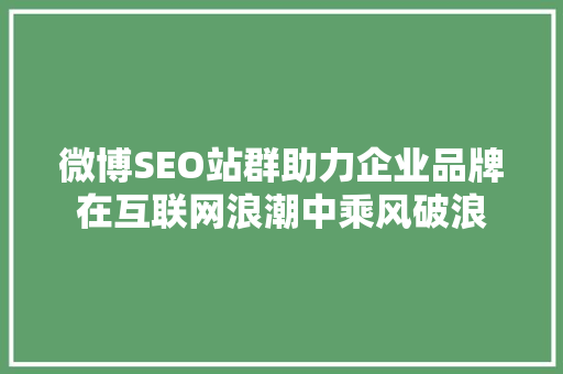 微博SEO站群助力企业品牌在互联网浪潮中乘风破浪