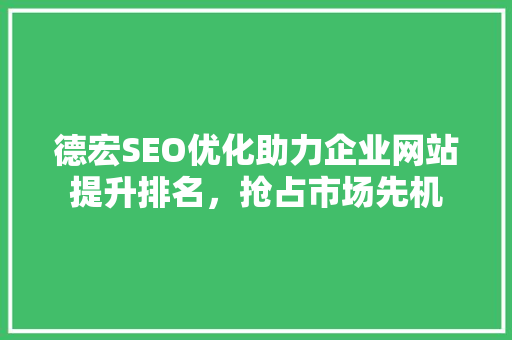 德宏SEO优化助力企业网站提升排名，抢占市场先机