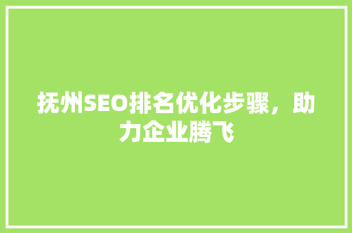 抚州SEO排名优化步骤，助力企业腾飞