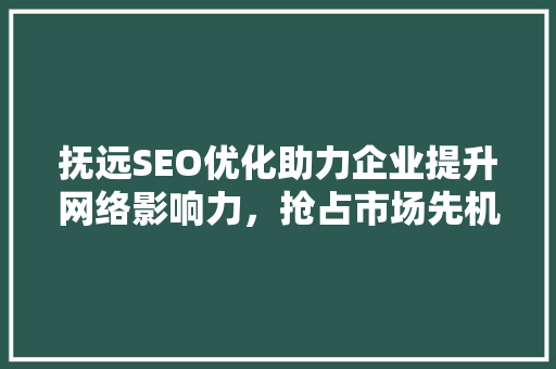 抚远SEO优化助力企业提升网络影响力，抢占市场先机