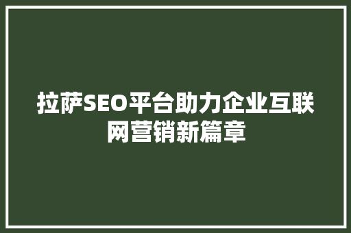 拉萨SEO平台助力企业互联网营销新篇章