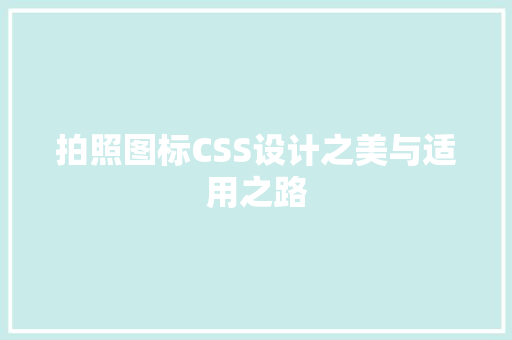 拍照图标CSS设计之美与适用之路