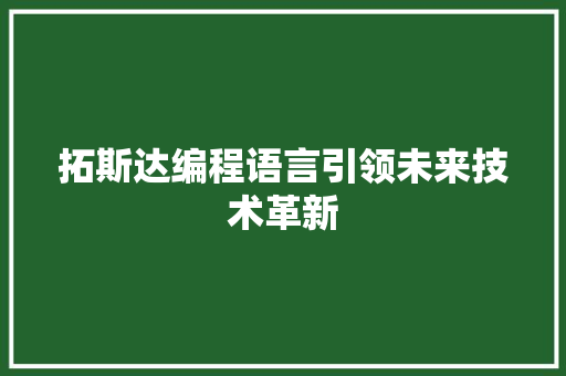 拓斯达编程语言引领未来技术革新