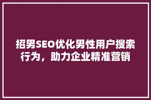 招男SEO优化男性用户搜索行为，助力企业精准营销