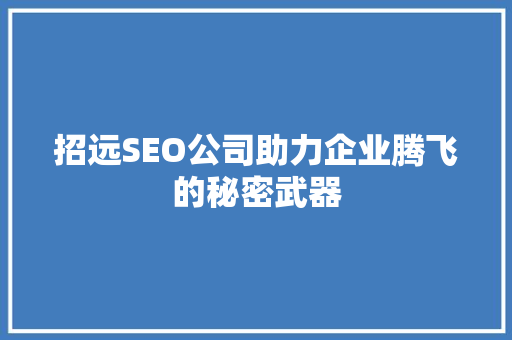 招远SEO公司助力企业腾飞的秘密武器