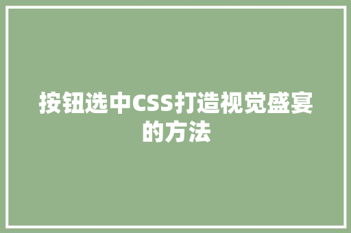 按钮选中CSS打造视觉盛宴的方法