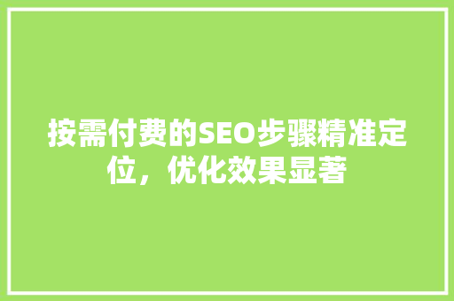 按需付费的SEO步骤精准定位，优化效果显著