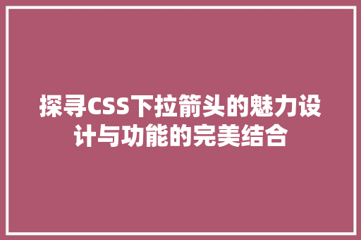 探寻CSS下拉箭头的魅力设计与功能的完美结合